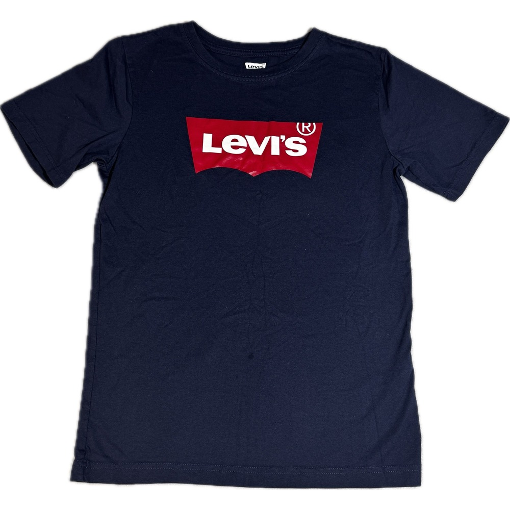 Levis Boys‎ XL Navy Blue Batwing Logo Graphic T-Shirt Short Sleeve Cotton Tee